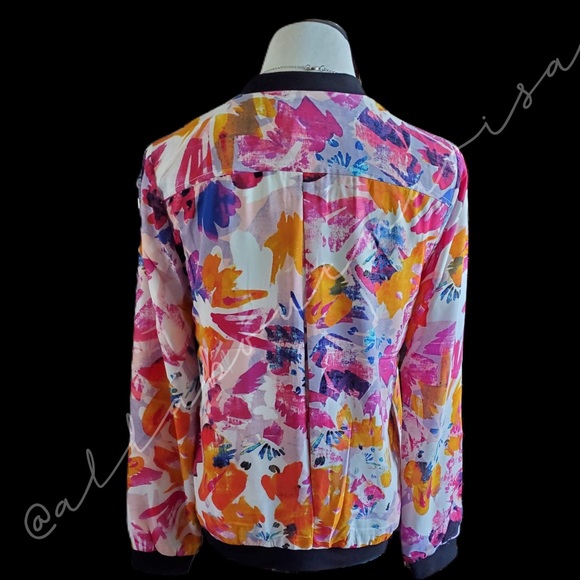 NYDJ Womens Floral Print Bomber - Picture 6 of 8